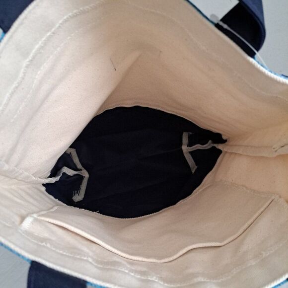 Vineyard Vines Canvas Shopping Travel Tote Blue Natixis Medium - Picture 4 of 6